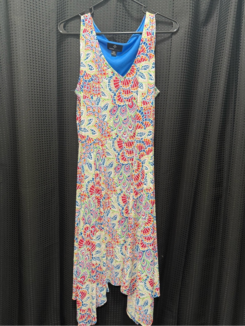 Ronni Nicole Multicolor Floral High-Low Maxi Dress with Blue Lining